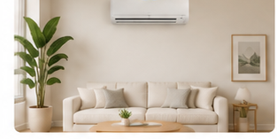 Bright lounge with installed air conditioning